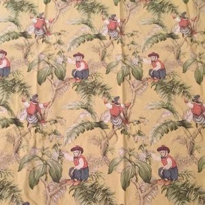 Three curtain panels with monkey and banana tree motif
